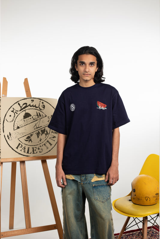 solidarity watermelon -navy graphic tee